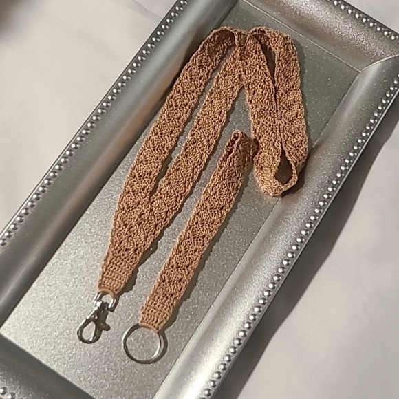 Handmade Accessories - Handmade Crochet Lanyard & Keychain Set, Tan
